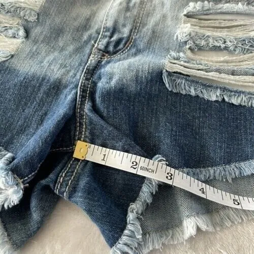 Rewash Distressed Ripped Cut Off Denim Shorts‎ Womens Sz 2 Blue Festival Western - Image 8