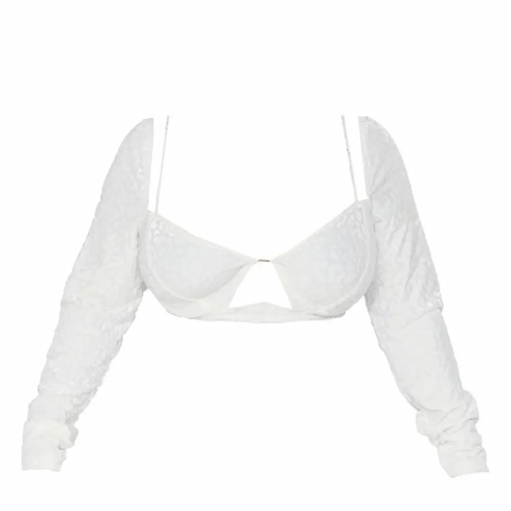 NWT PrettyLittleThing Plus White Leopard Devore Corset Crop Top - Image 4