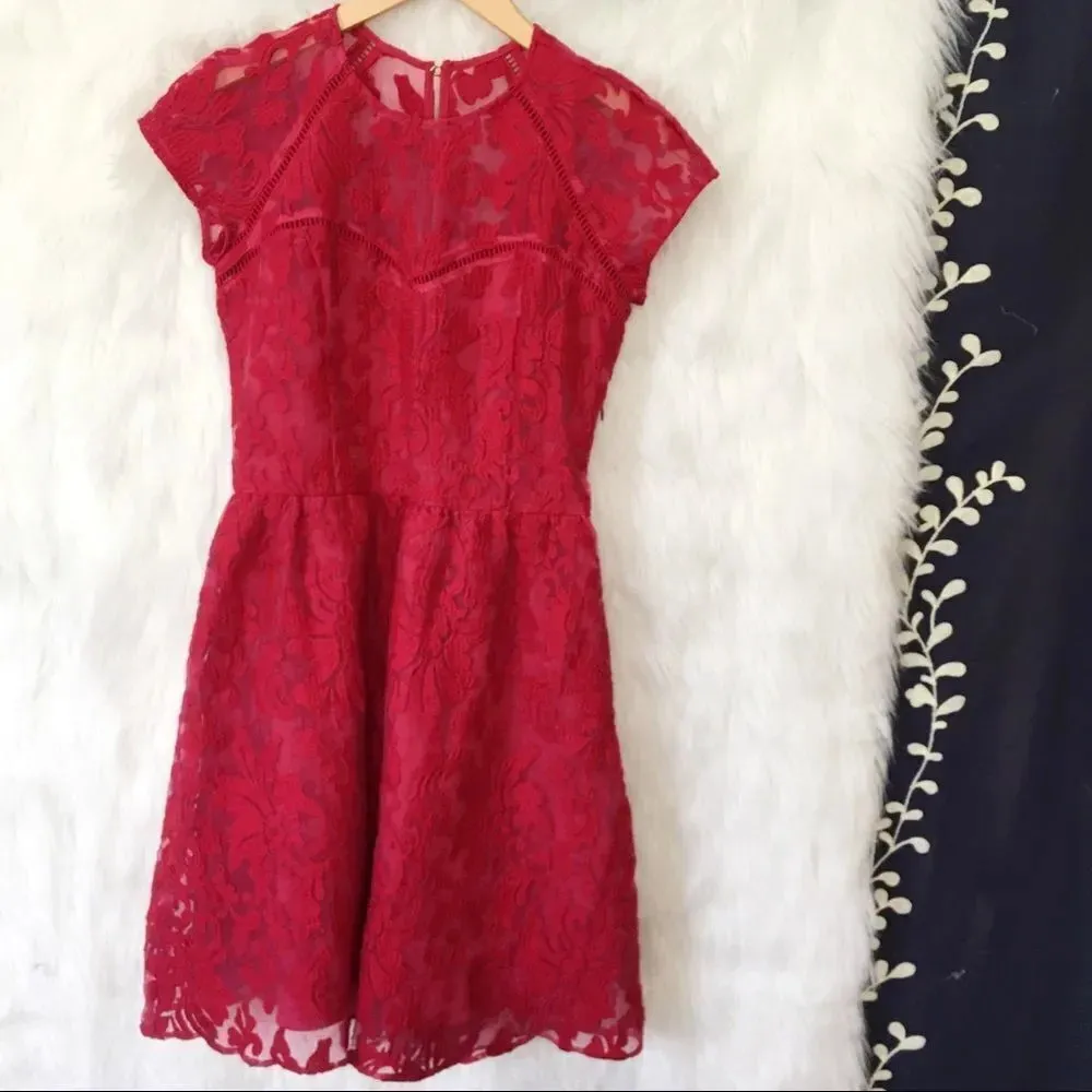DOLCE‎ VITA Windsor Red Organza Lace Sweetheart Mini Dress - Image 2