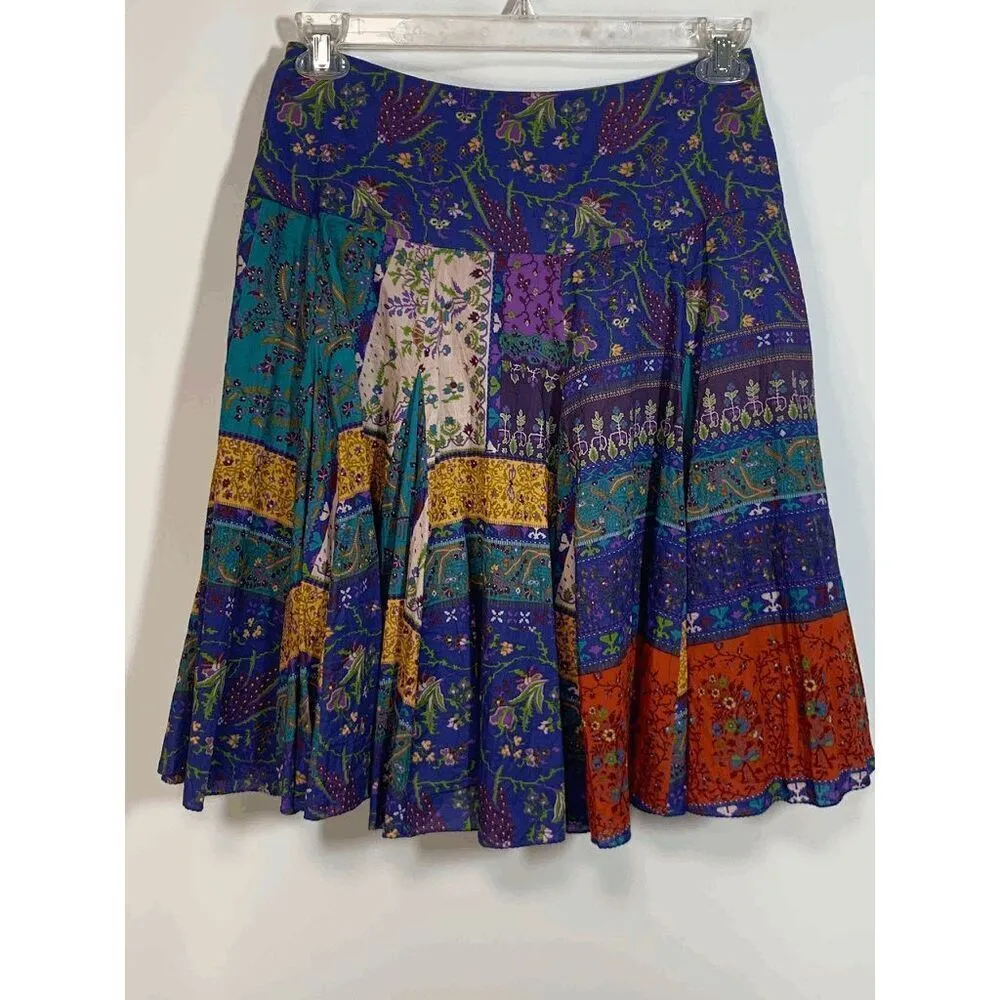 ETRO Milano Patch Quilt Skirt Blue Size 6 - Image 3