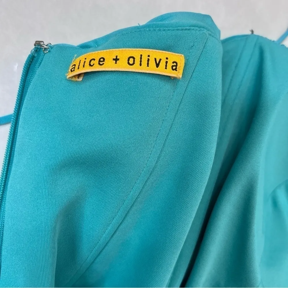 Alice+Olívia Turquoise Rouched gown Dress - Image 7