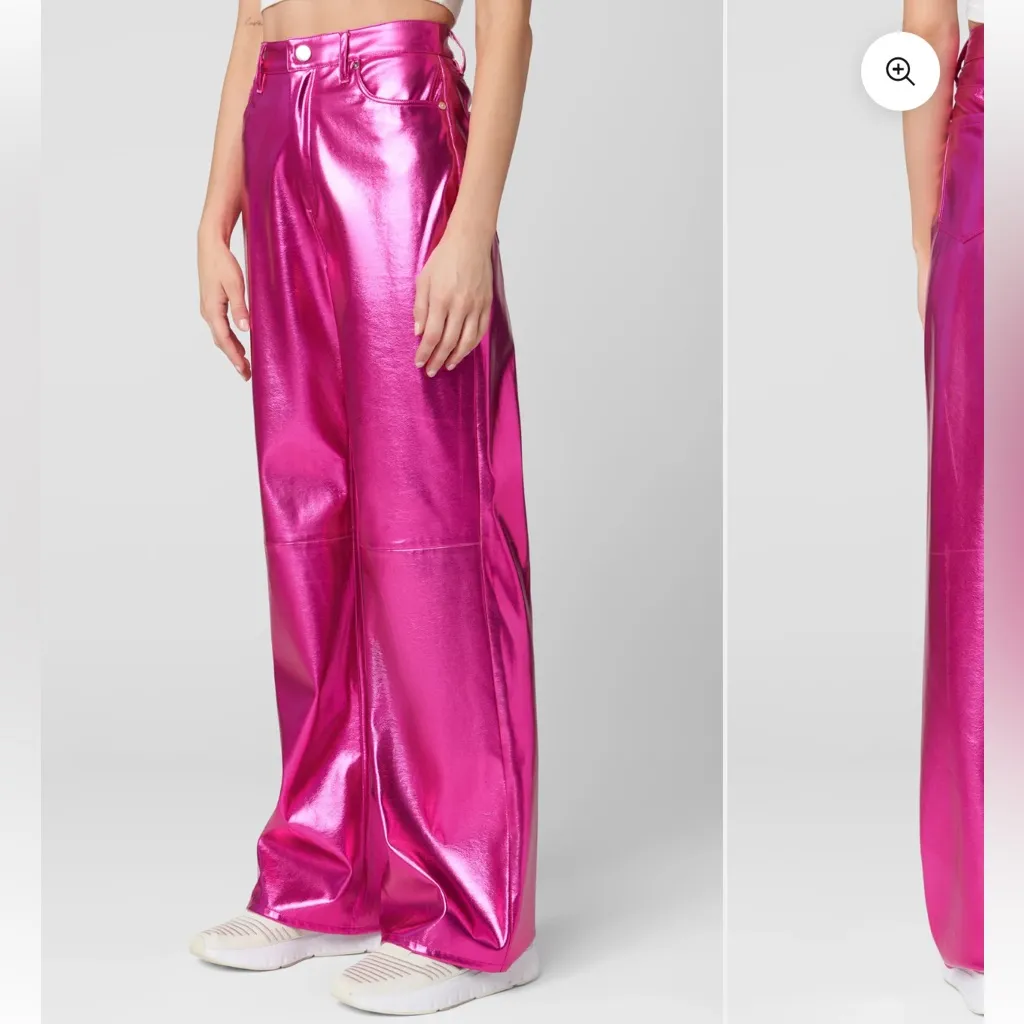 BLANK NYC Vegan Leather Pink Pants Shine NWT $118 With Knee Seam Sealed FRANKLIN - Image 4