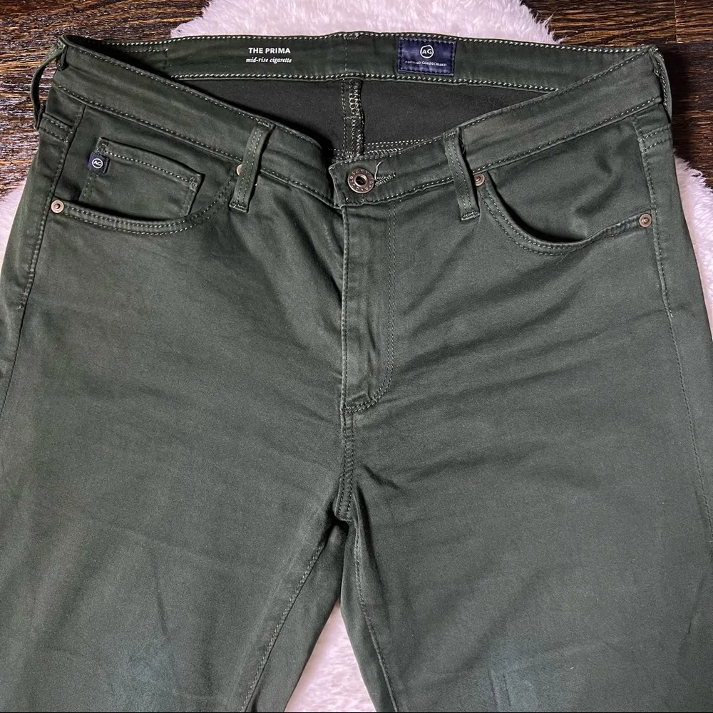 AG Adriano Goldschmied Prima Mid Rise Cigarette Jeans in Sulfur Dark Moss - Image 5