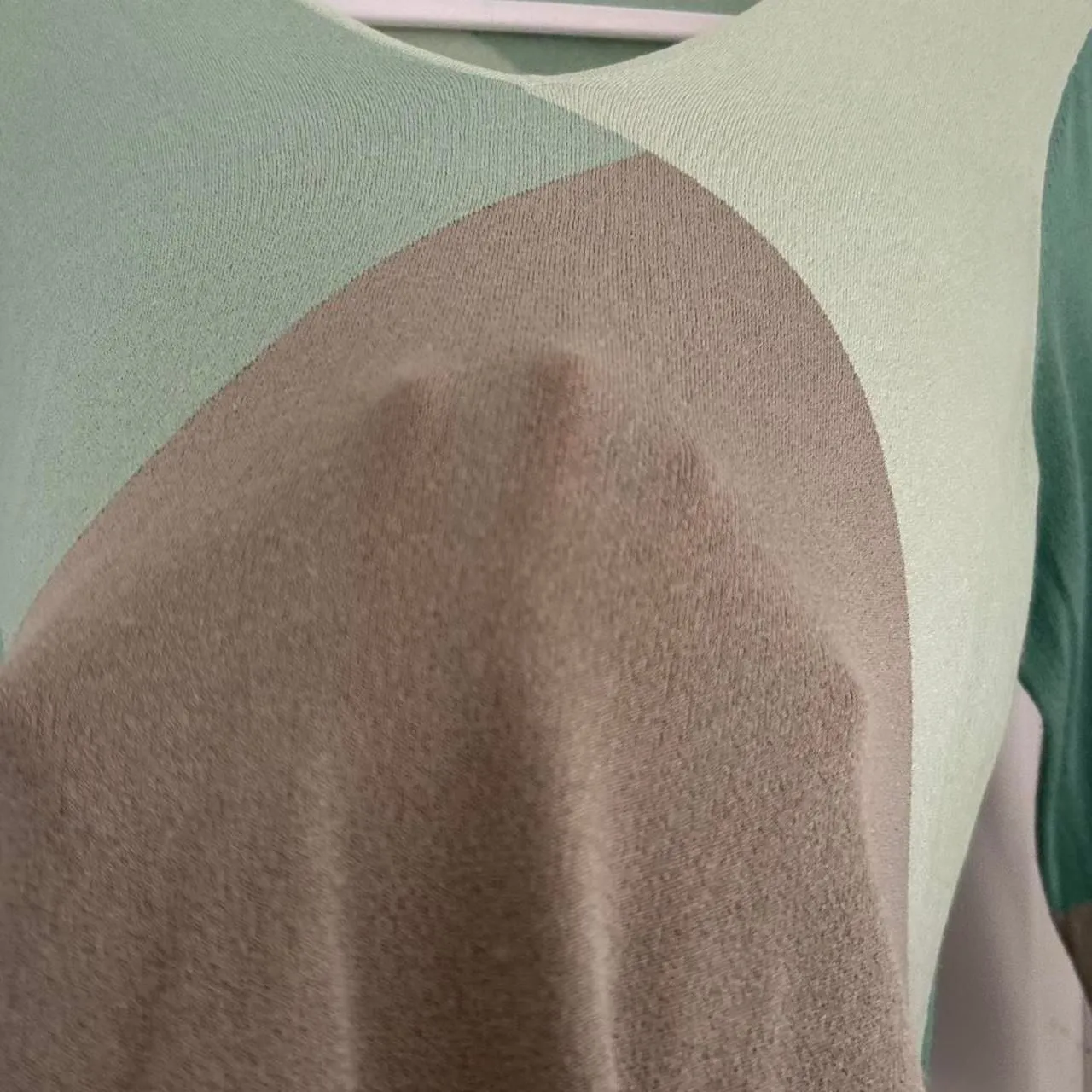 Vintage Boho whimsy woodsy earth Aqua Green Colorblock Geometric retro top M Size M - Image 4