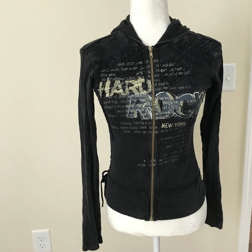 Hard rock black tie up side sweatshirt - Image 3