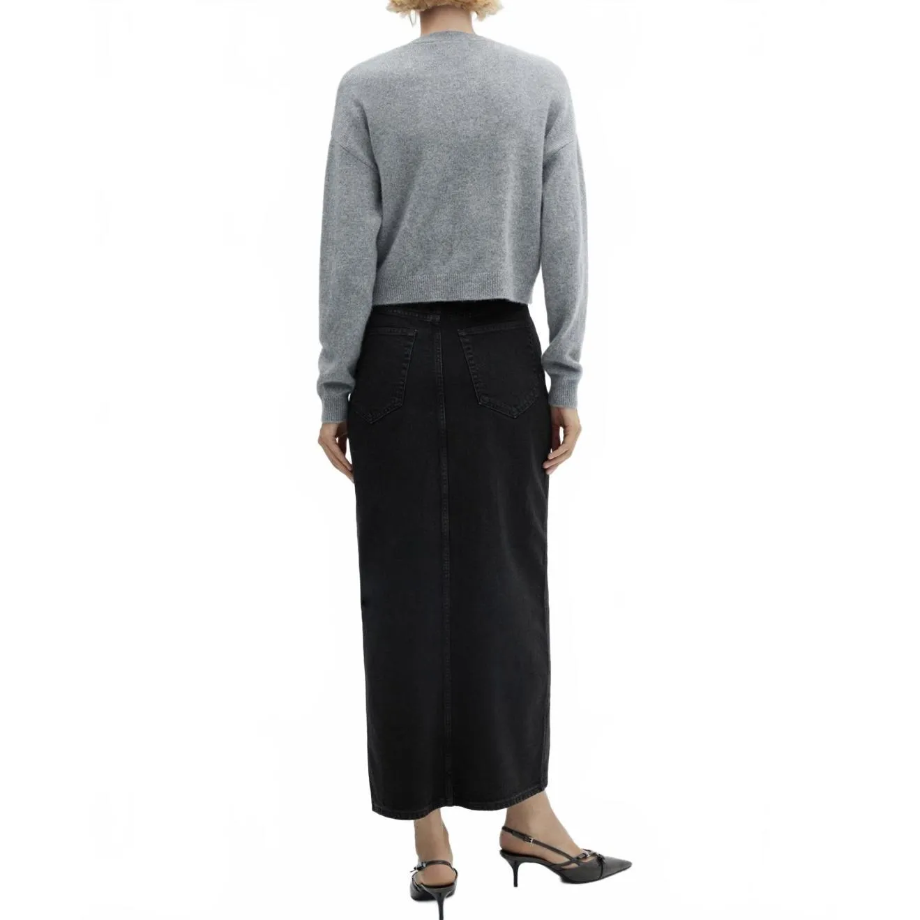 Mango Slit Denim Skirt NWT Matilda Black Wash Small - Image 5