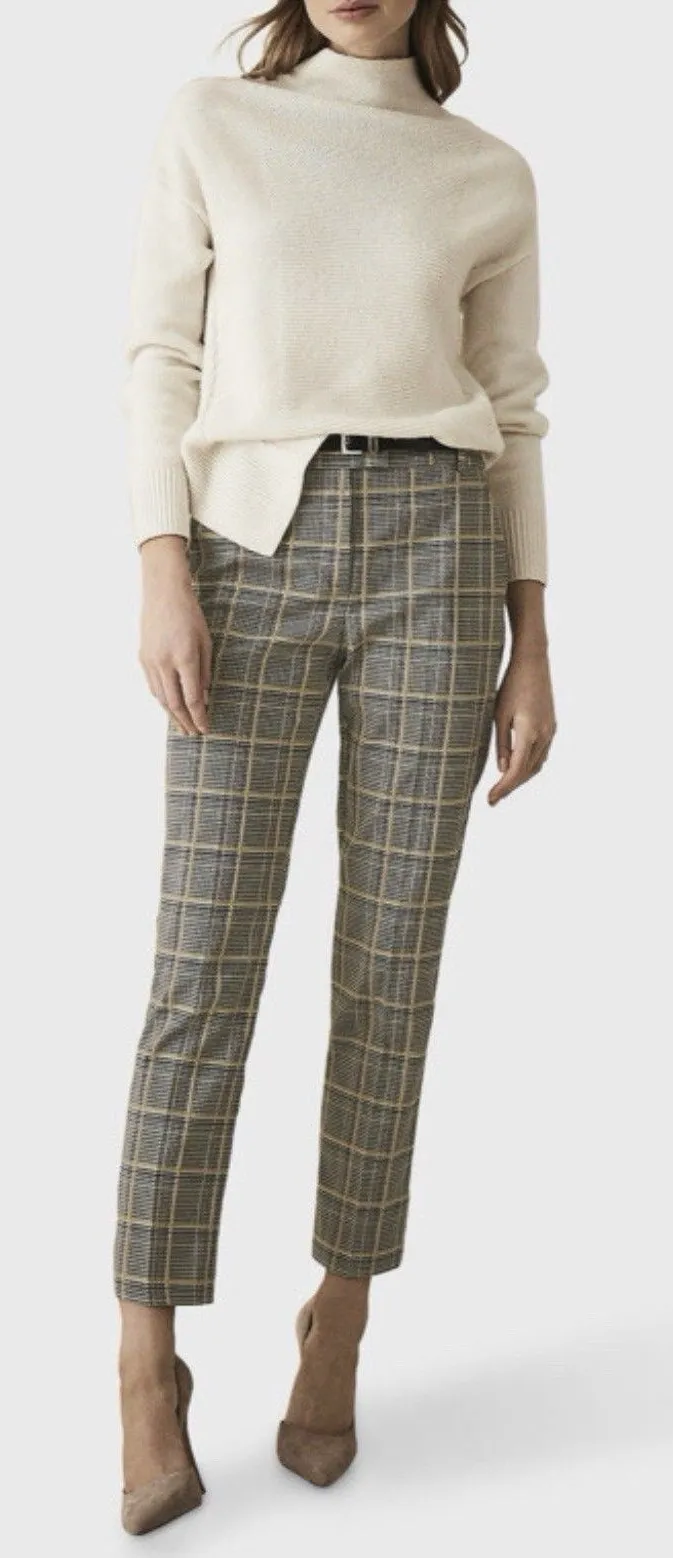 Reiss Joanne Check Mid Rise Slim Fit Silhouette Trousers US 8 Suit Pants Medium - Image 1
