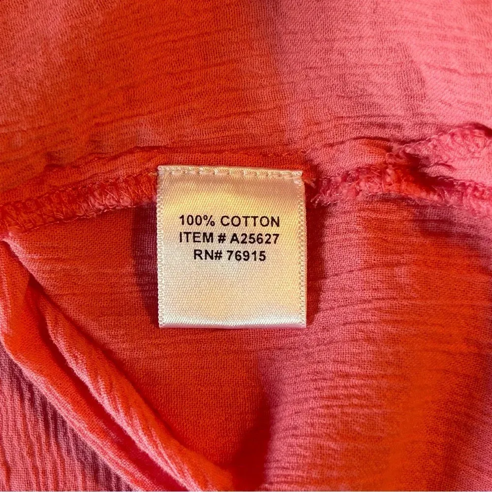 Appleseed’s Pink 3/4 Sleeve Crochet Lace V Neck Tunic Top Crinkle Women’s Lg - Image 5