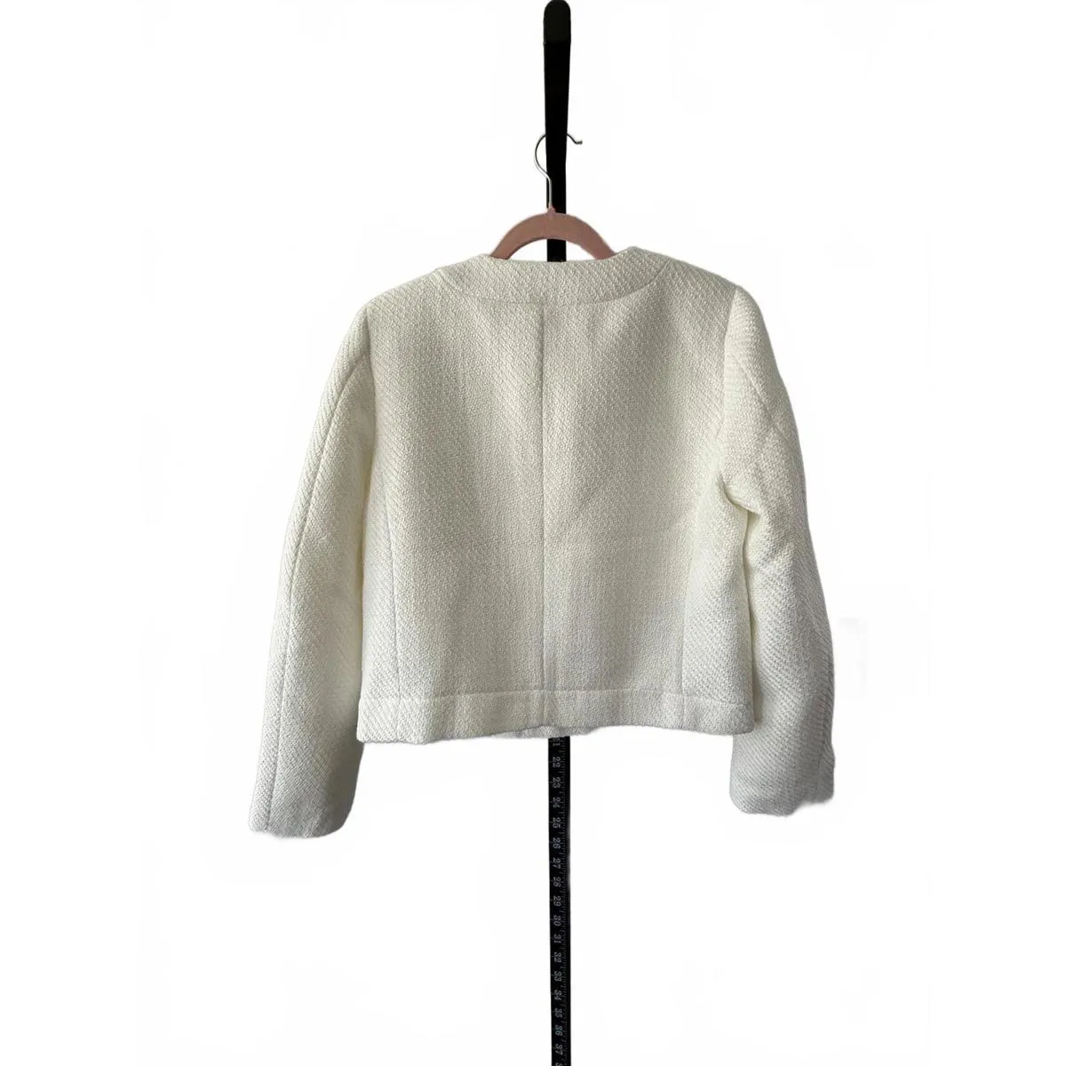 J.Crew Women's White Textured Cropped Jacket Size 8 - Image 2