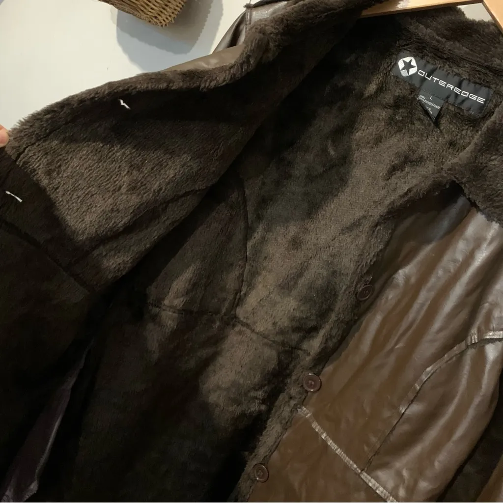 Outer edge Single Breasted y2k Bratz faux fur lined Dark Chocolate Coat - Image 5