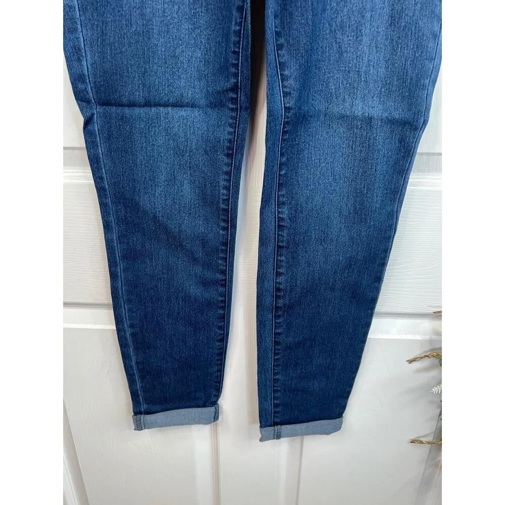 WORKSHOP Republic Jeans Size 10 Dark Blue High Rise Cuffed Skinny Ankle Stretch - Image 6
