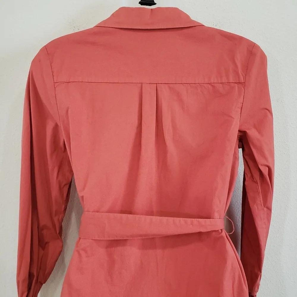 Amadi Notch Lapel Button Front Long Sleeve Belted Tie Waist Dress Trench Size XS - Image 7