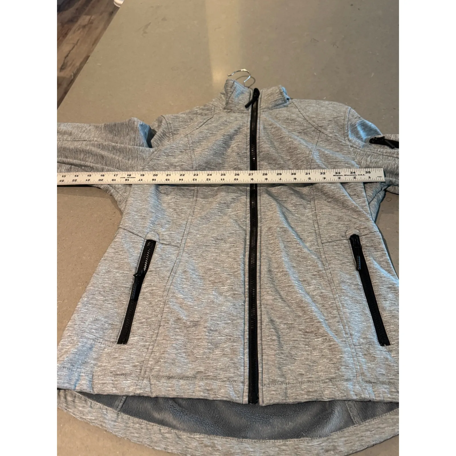 FREE COUNTRY Womens Softshell Jacket Gray Fleece Lined Full Zip Size Medium - Image 3