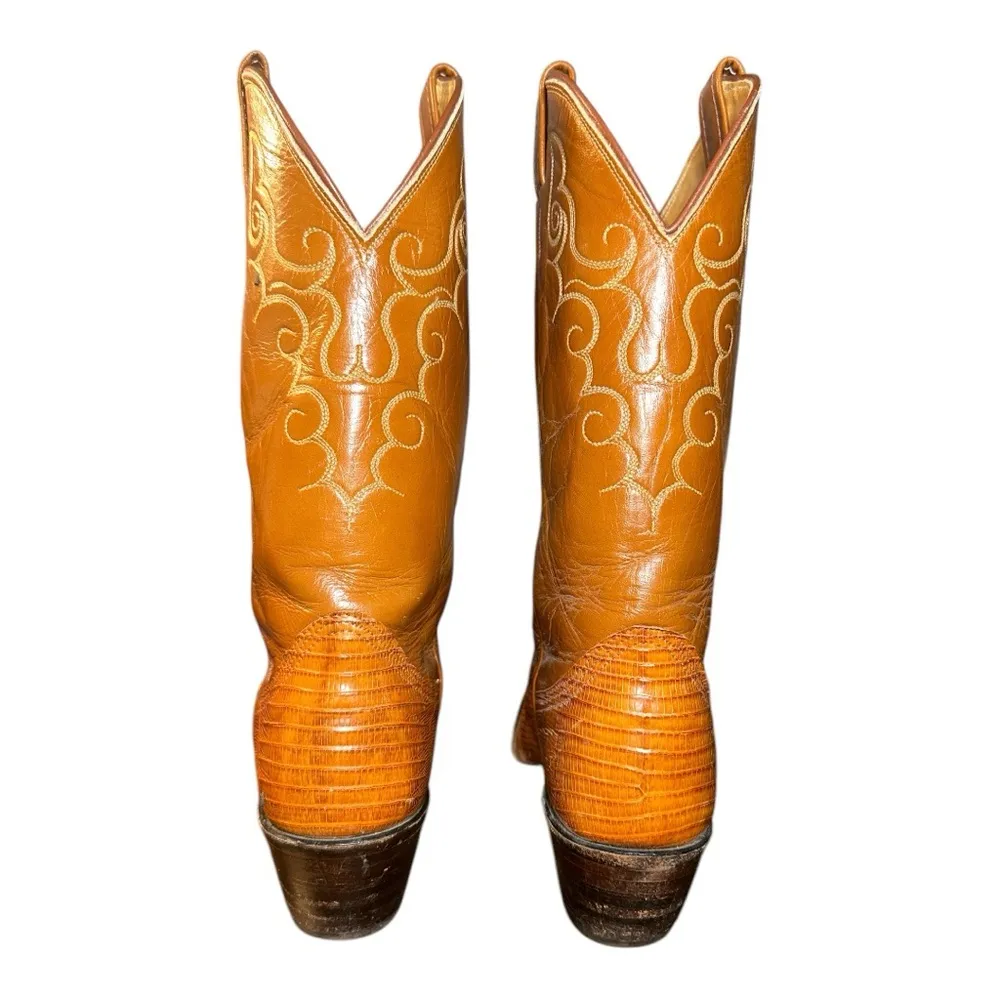Vintage Nocona women's Western Genuine Lizard Cowgirl Boots size 5.5B Brown - Image 2