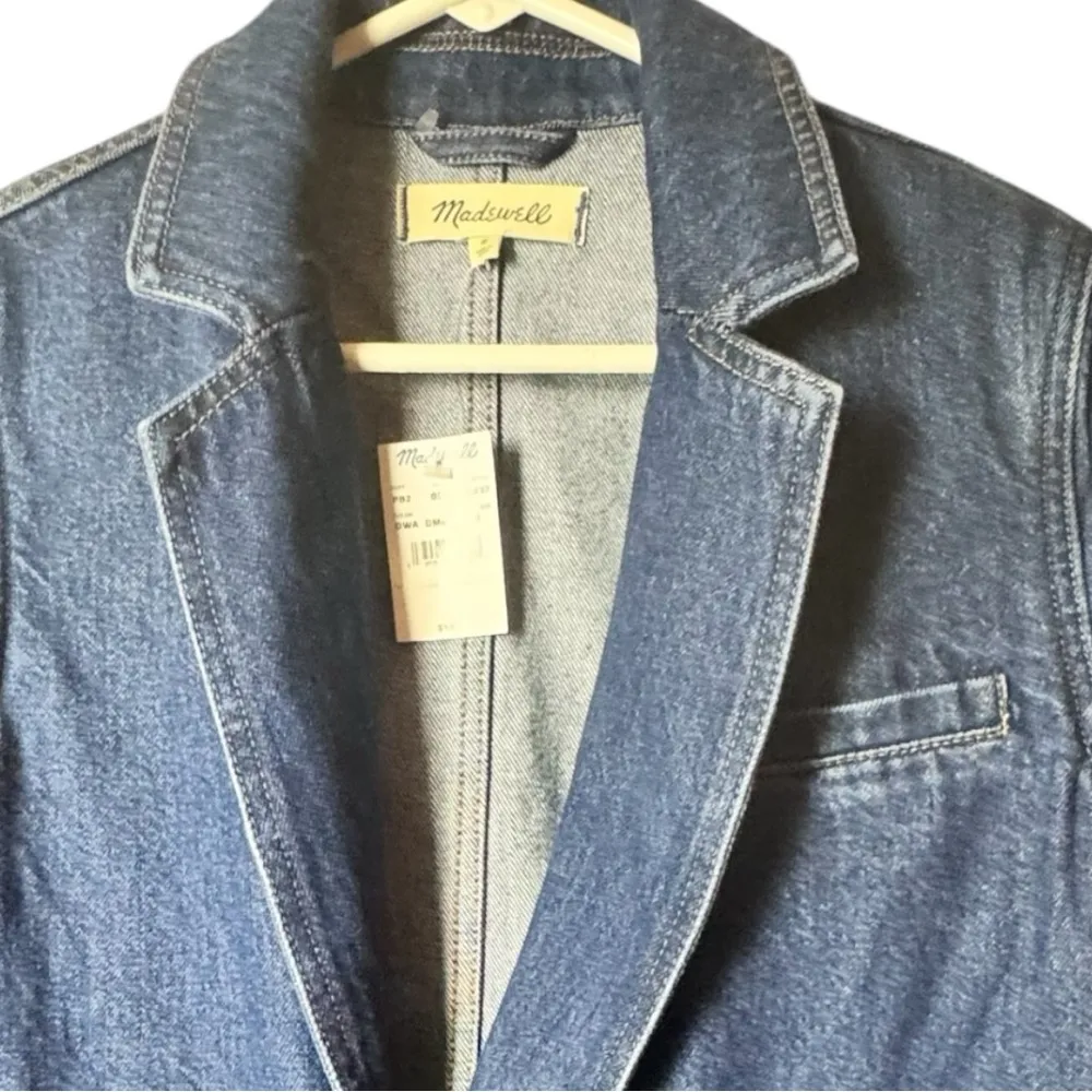 MADEWELL Double Breasted Denim Blazer Jacket Blue Wash Sz S NWT - Image 3