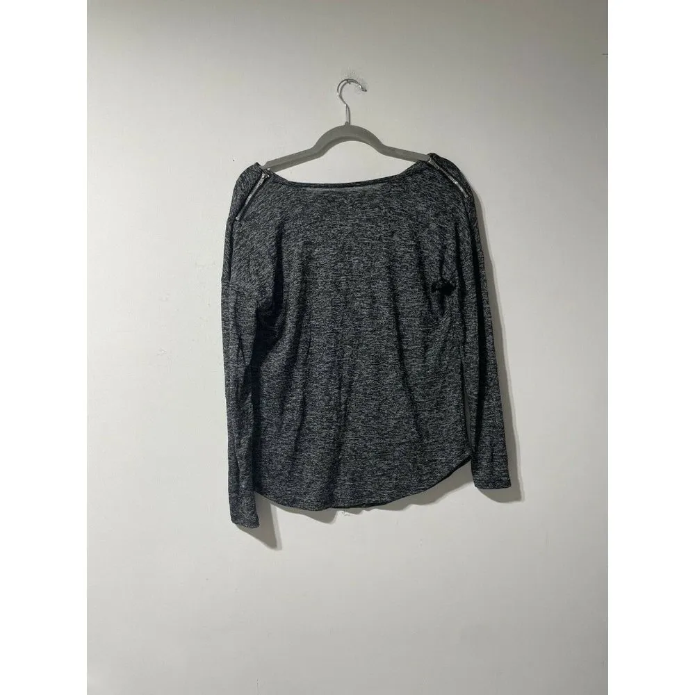 Carmen Marc Valvo Grey Boatneck Zipper Detail Blouse Size Small - Image 95