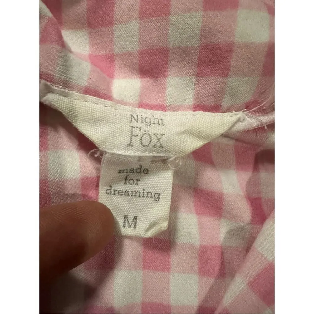 Night Fox womens pink gingham pajama shorts set sz M Size M - Image 8