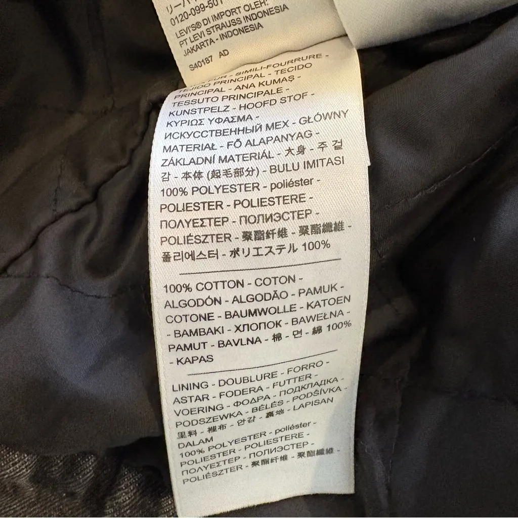 Levi's Pieced Sherpa Ex-Boyfriend Black Denim Trucker Jacket, Sz XL - Image 13