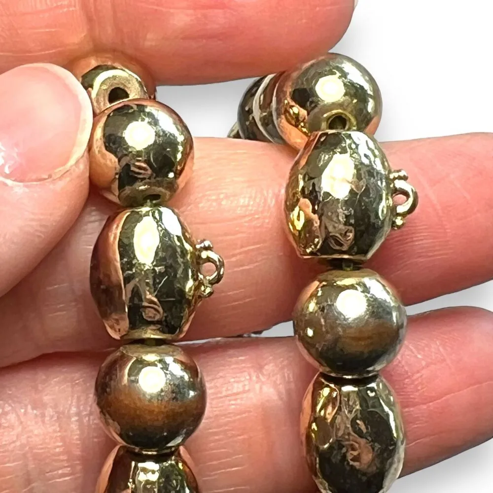 Womens Set of 2 Matching Metallic Beaded Stretch Bracelets Gold Tone - Image 6