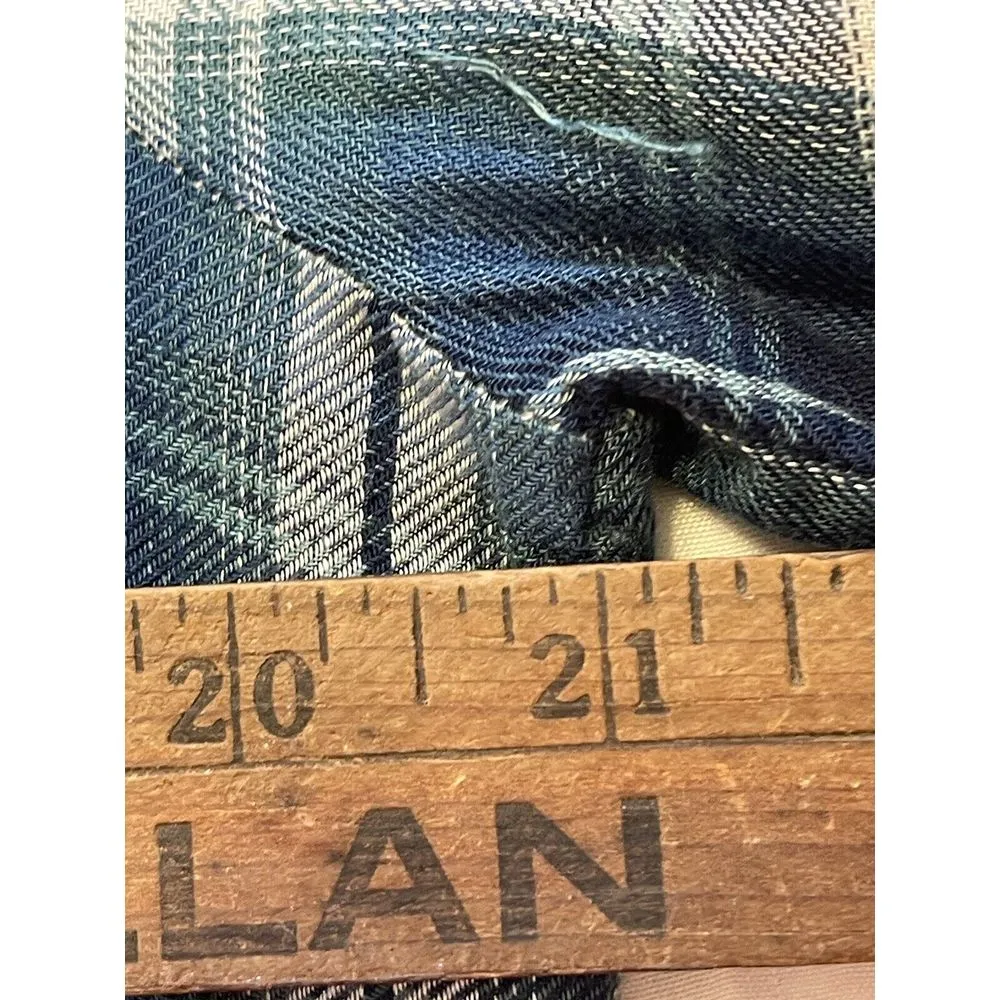 Country Living Shirt Sz L Blue/Green Plaid Flannel Lace Back Button Up‎ Western Size L - Image 7