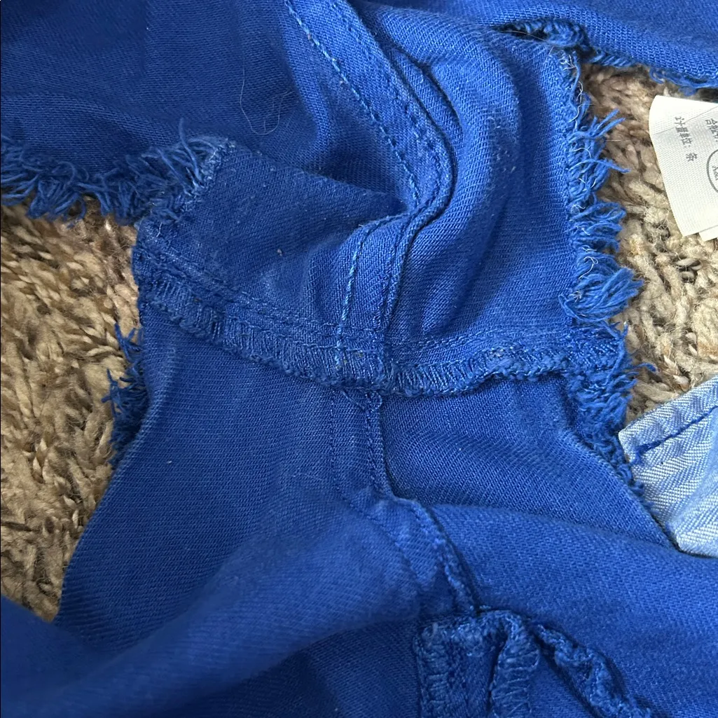 Abercrombie & Fitch Vibrant Blue Jean Shorts Y2K Distressed Cut Off Shorts Sz 28 - Image 7