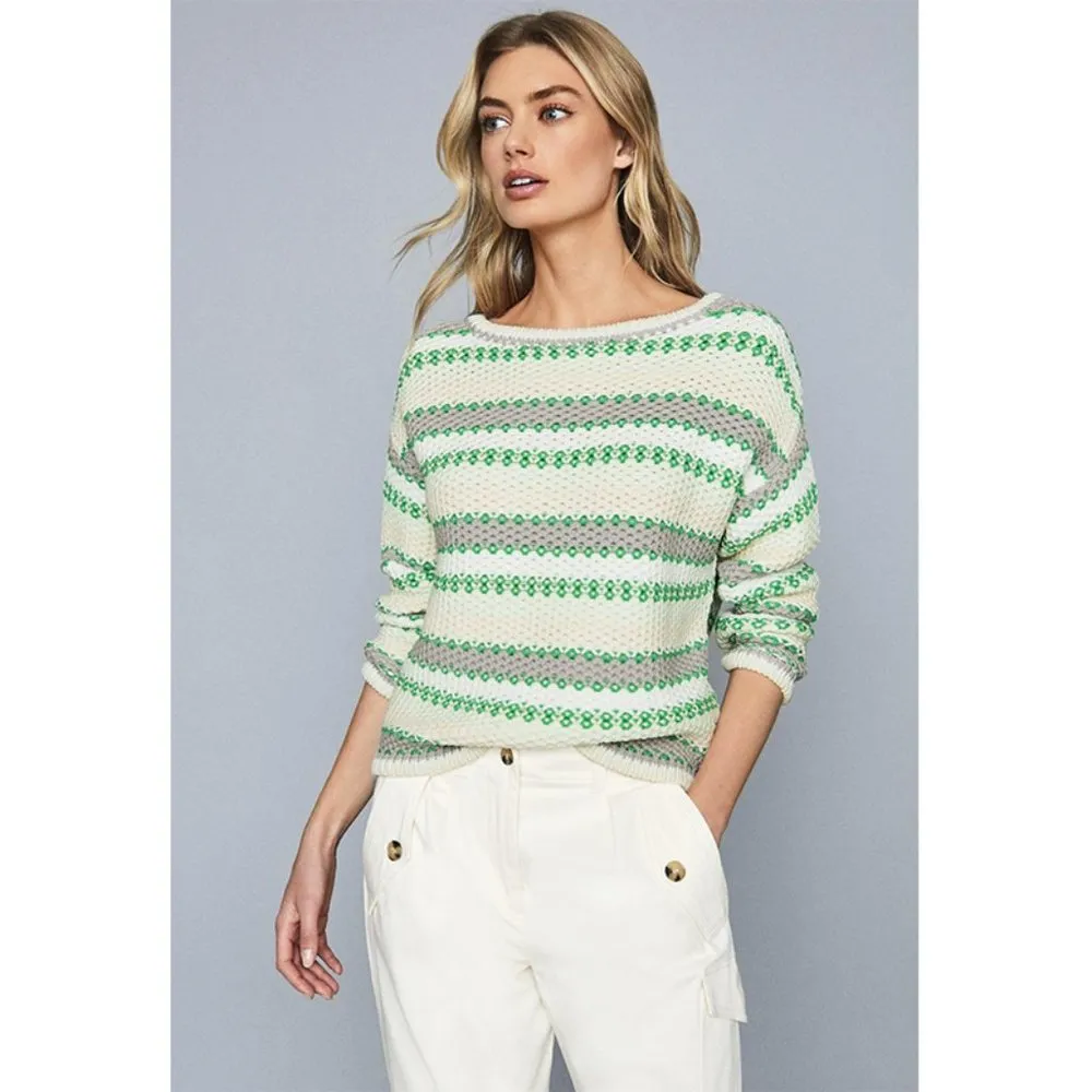 NWT Reiss Anna Pastel Stripe Knit Jumper Sweater Pullover Green White Striped XS - Image 3