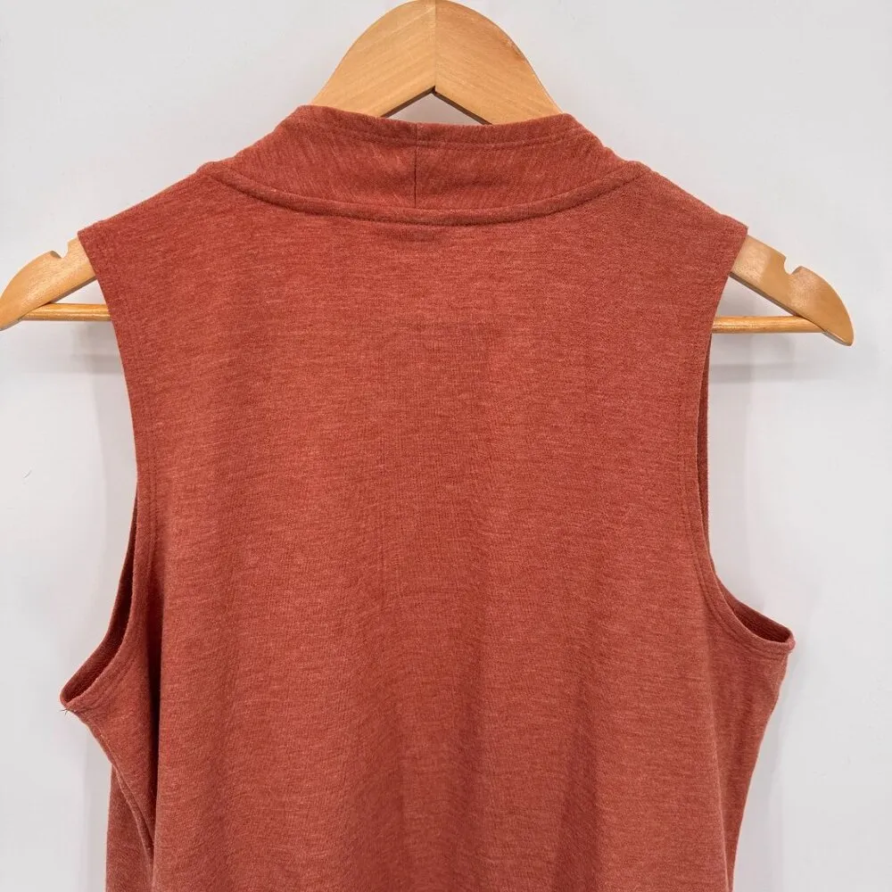 LOGO Lori Goldstein Sleeveless Drape Vest Women Medium Peach Layered Hem Pockets - Image 6