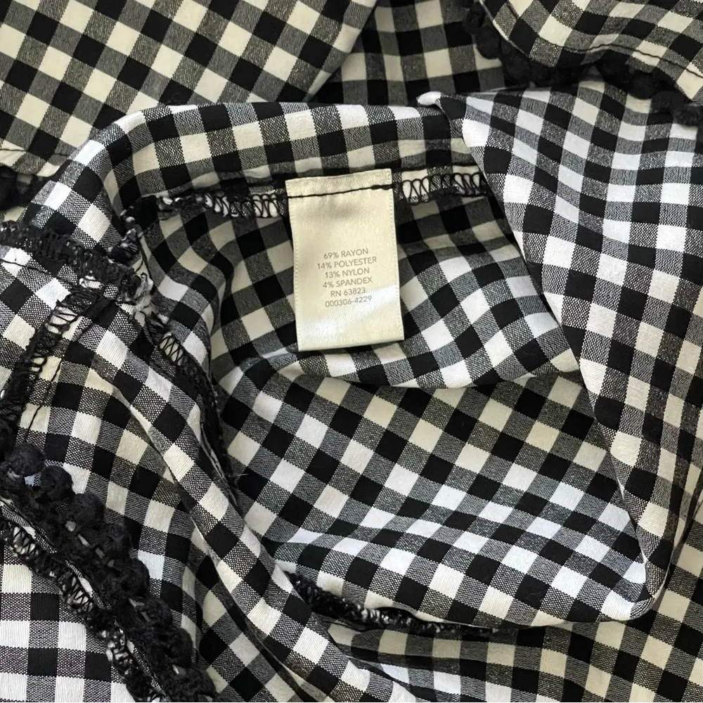 Christopher & Banks Ruffle Gingham Skirt in Black and White - Image 8