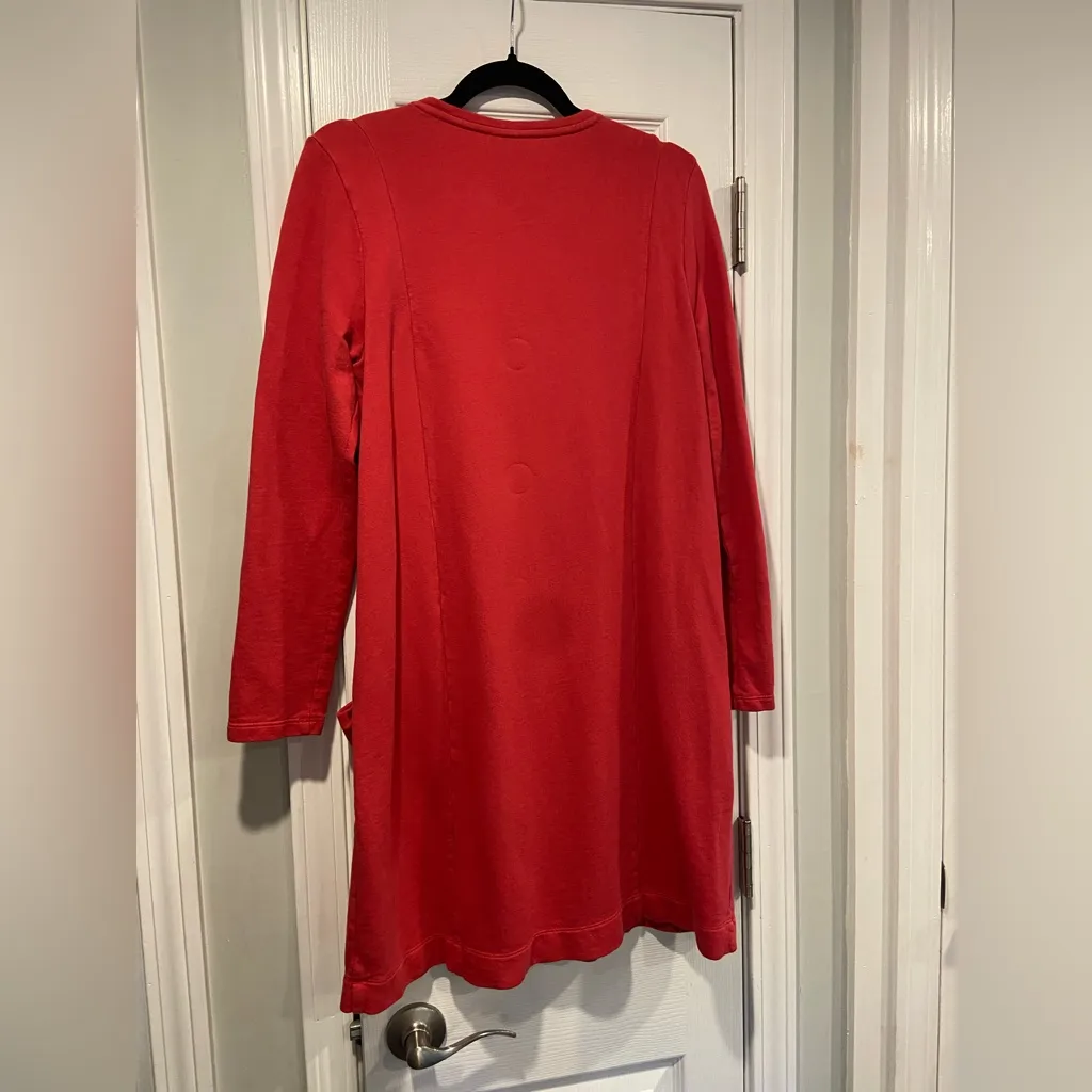 J. Jill Size M Red Pink Long Sleeve Sweatshirt Mini Dress Pockets Crew Neck Size M - Image 10