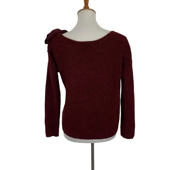 Sézane Sweater Small Maroon Mohair Alpaca Blend Bow Shoulder - Image 5