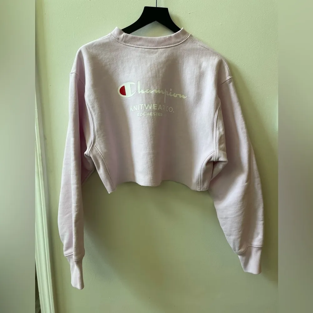 long sleeve cropped crewneck, pink, size medium - Image 3