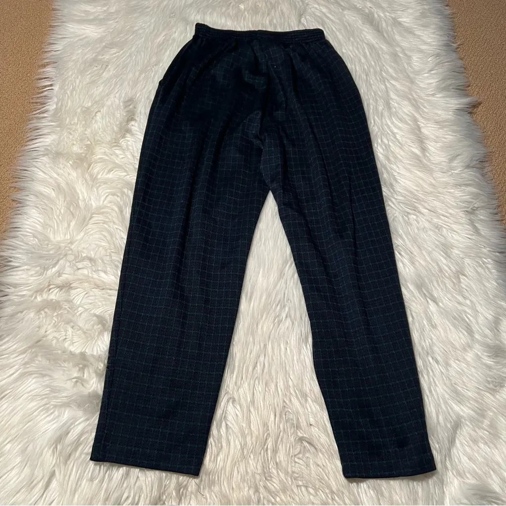 Vintage Orbit Sport Pull On Pant Navy Blue Green Checkered 10 - Image 5