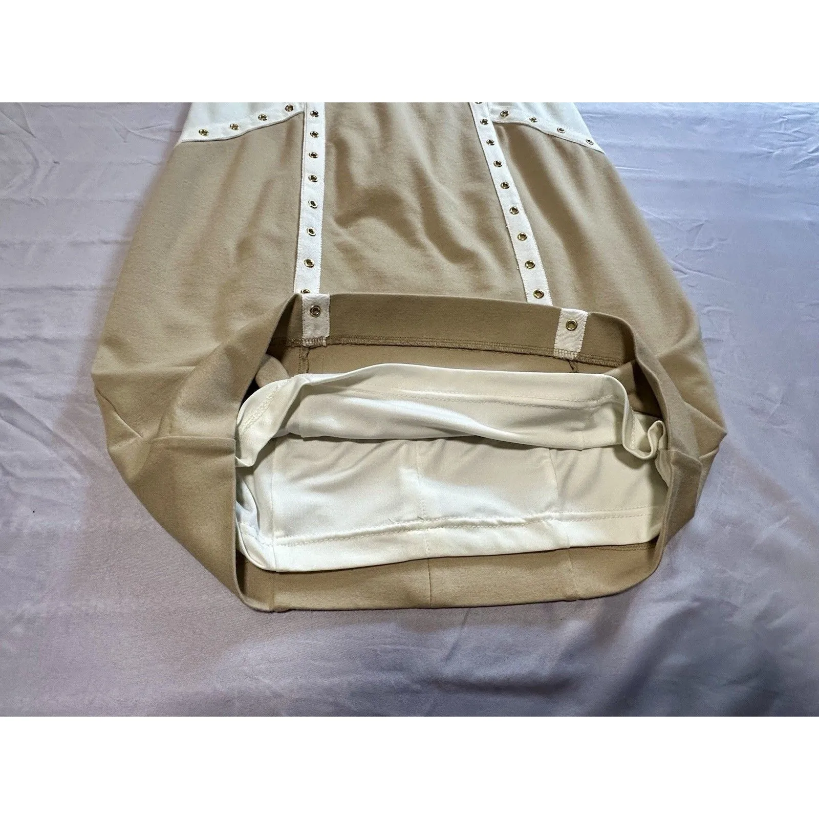 Bebe color block bandage dress in shades of beige and cream, size M - Image 7