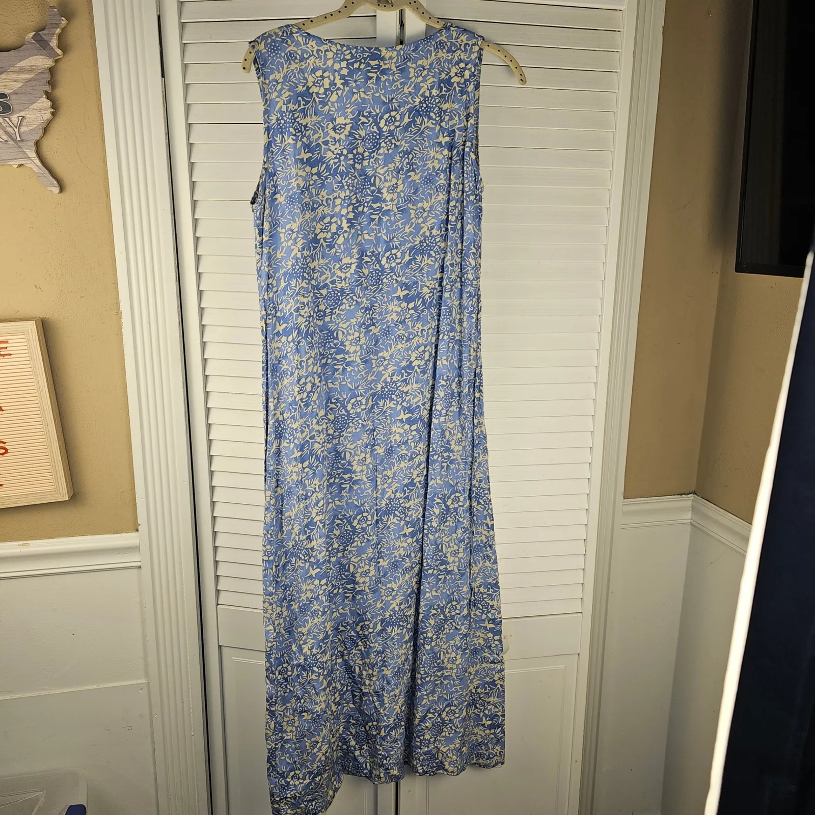 Vintage April Cornell Trading Womens Blue Floral Midi‎ Sundress XS - Image 2