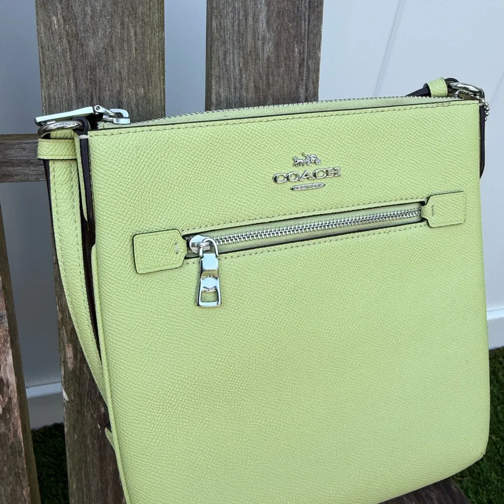 Coach‎ CE871 Mini Rowan File Crossbody Bag Pale Lime Cross Grain Leather J - Image 3