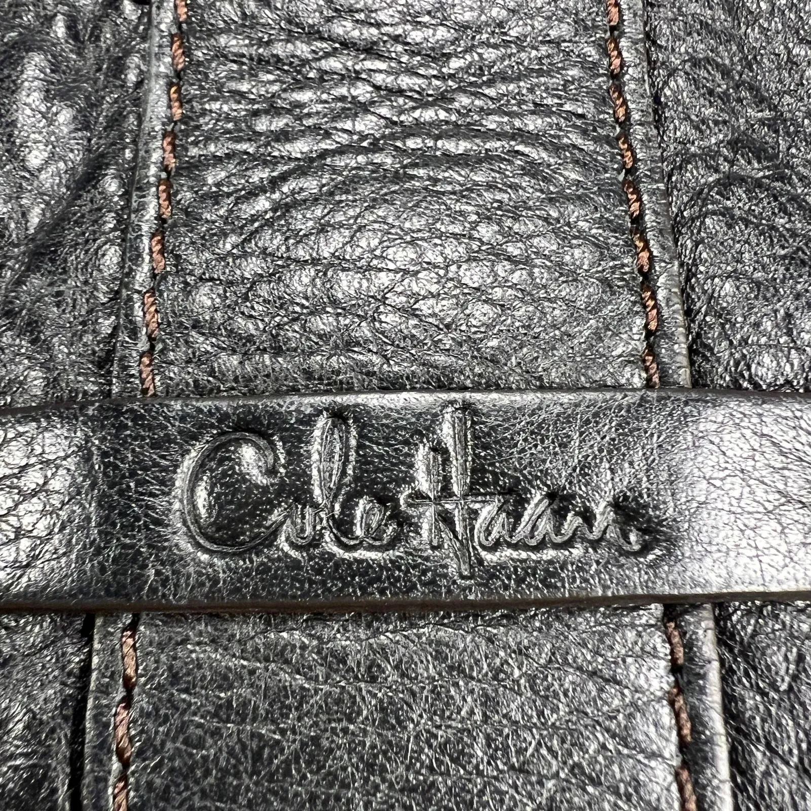 Cole Haan Luna Shoulder Bag Black Pebbled Leather Y2K Slouchy Profile Flap - Image 2