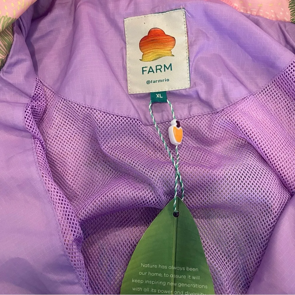 Farm Rio Mixed Scarves Multi Color Windbreaker Jacket Size XL Toucan Tropical - Image 10