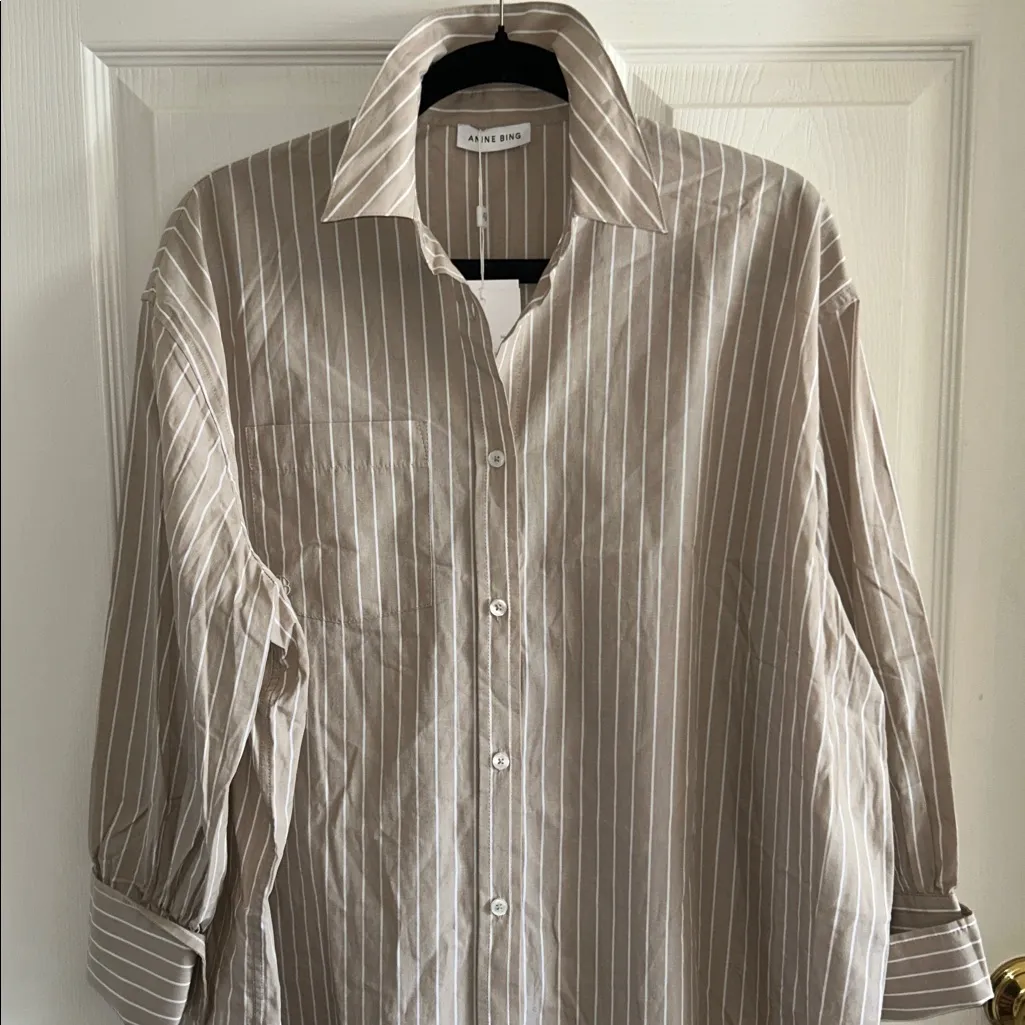 Anine Bing Revolve Womens Lake‎ Dress Taupe Stripe Small NWT - Image 6