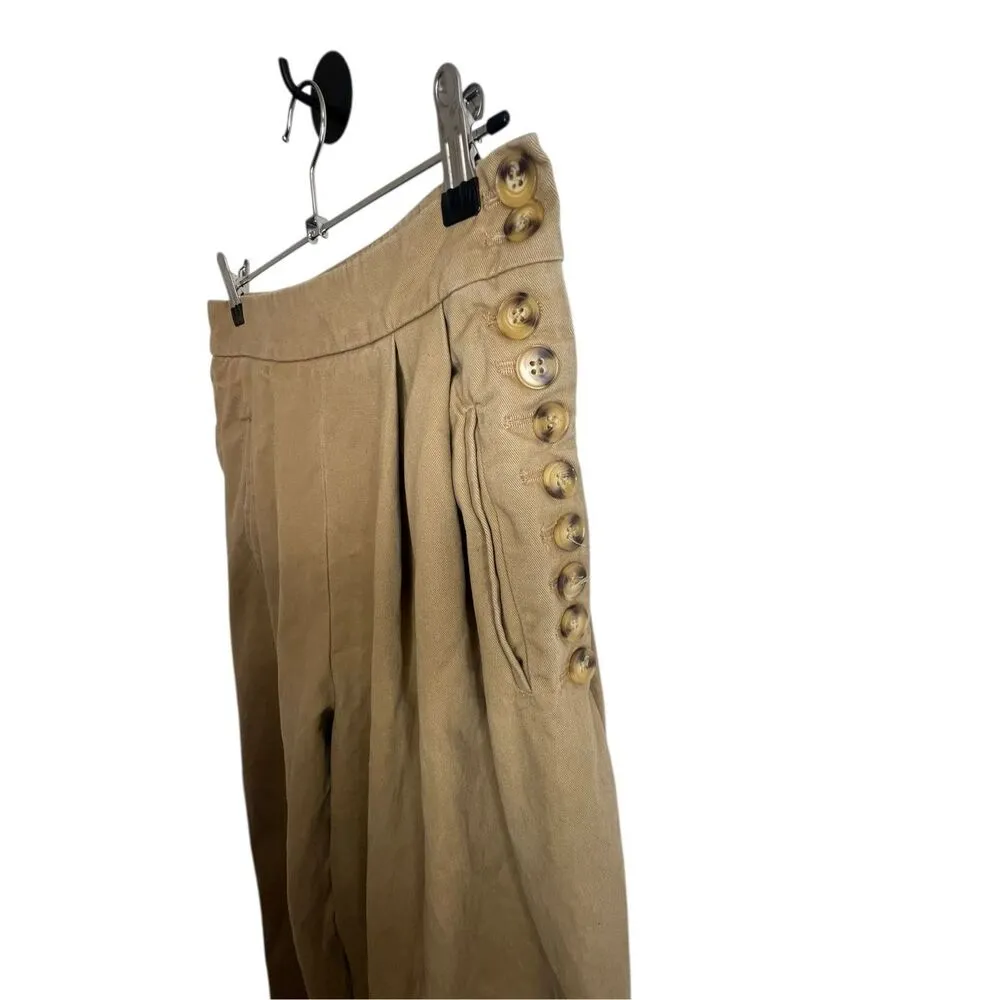 ZARA Brown Wide Leg High Rise Professional Pants With Side Buttons - Image 2