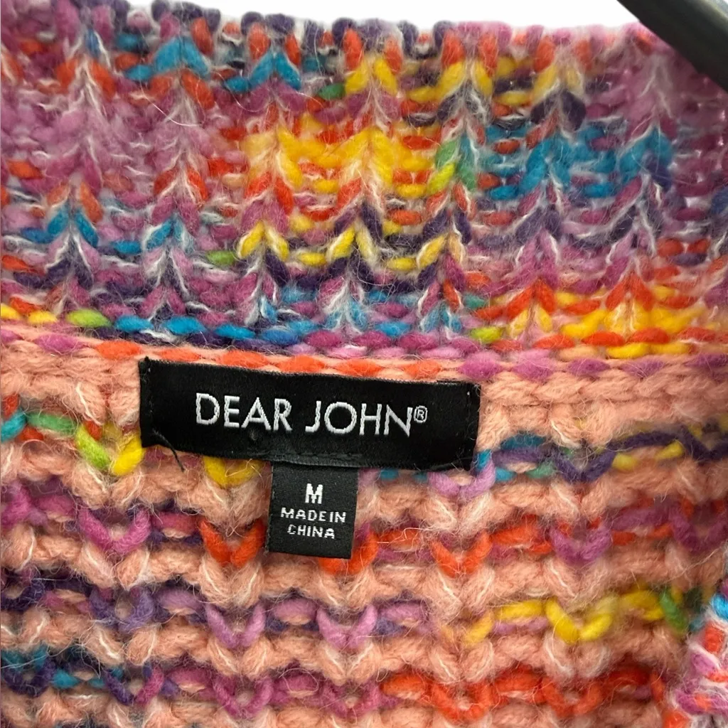 Dear John Puff Sleeve Multicolor Knit Sweater Womens Medium - Image 11
