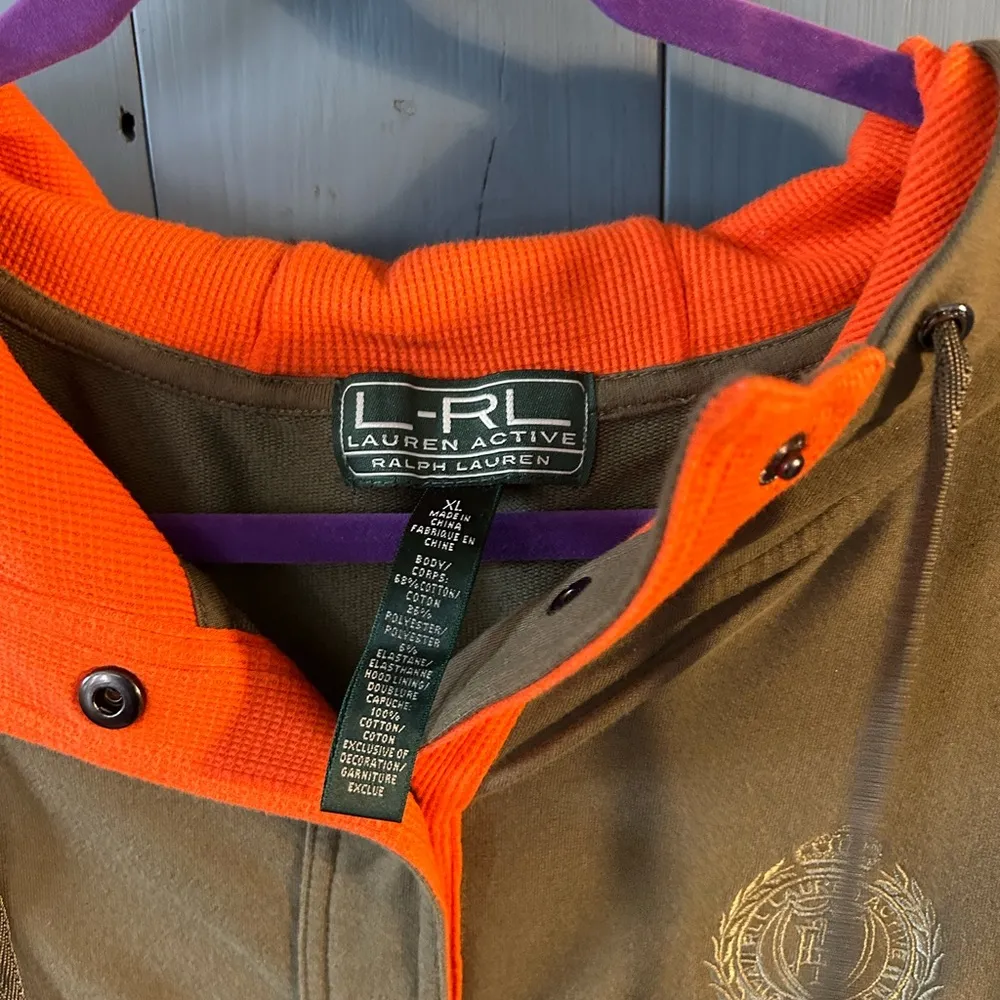 LRL Ralph Lauren Active Jacket Army Green/Orange, Size XL - Image 3