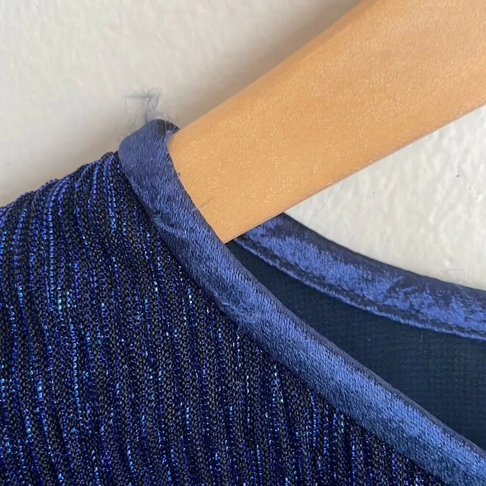 Anthropologie Moulinette Soeurs Ruffled Metallic Top Navy - Image 6