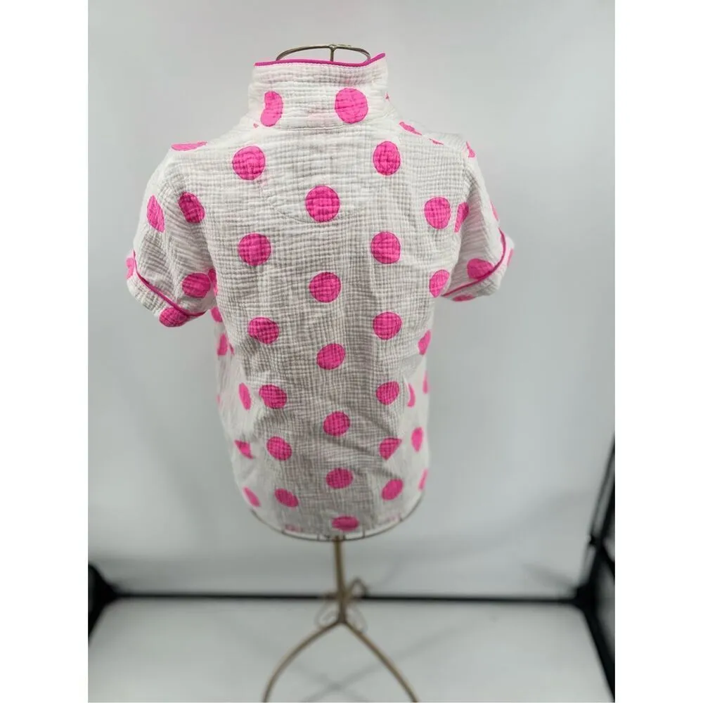 Sassy shortcake Pink White Smiley Short Sleeve Gauze Pajama Top Size Medium Pink - Image 6