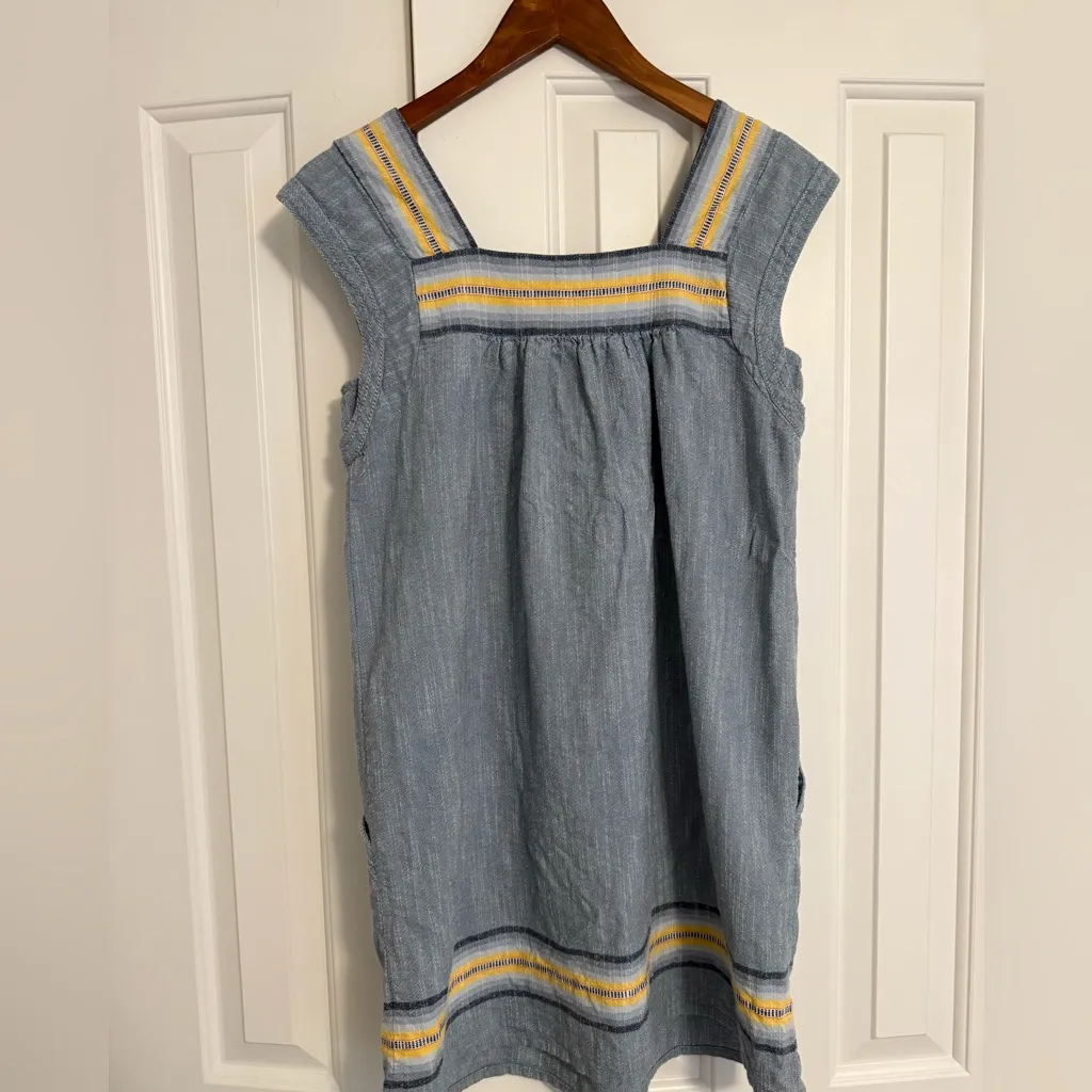 FAHERTY Hailee Stripe Trim Shift Dress In Indigo Ombre Stripe Size Small - Image 7
