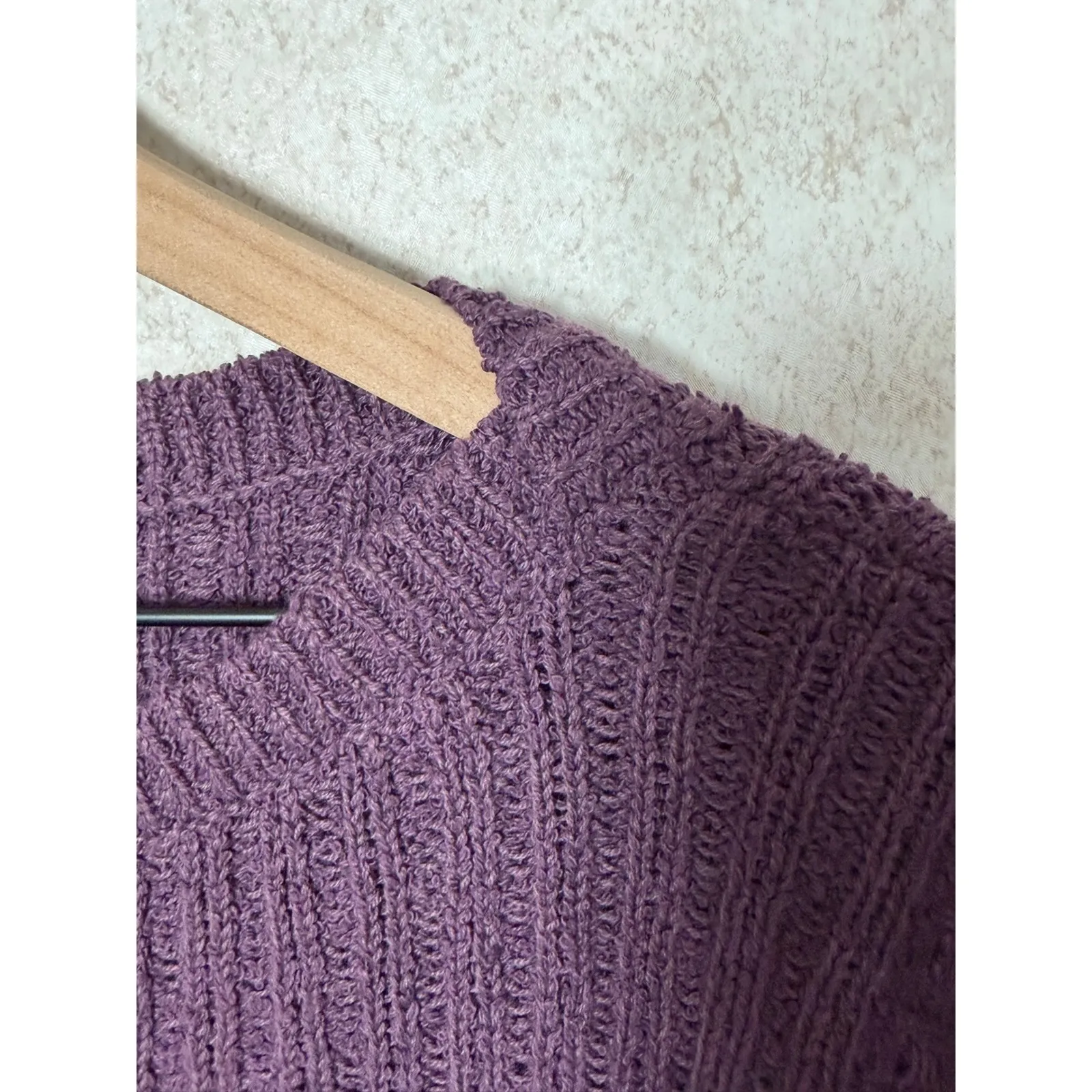 Peruvian Connection Purple Ribbed Knit Pima Cotton Sweater Medium Cabincore - Image 4