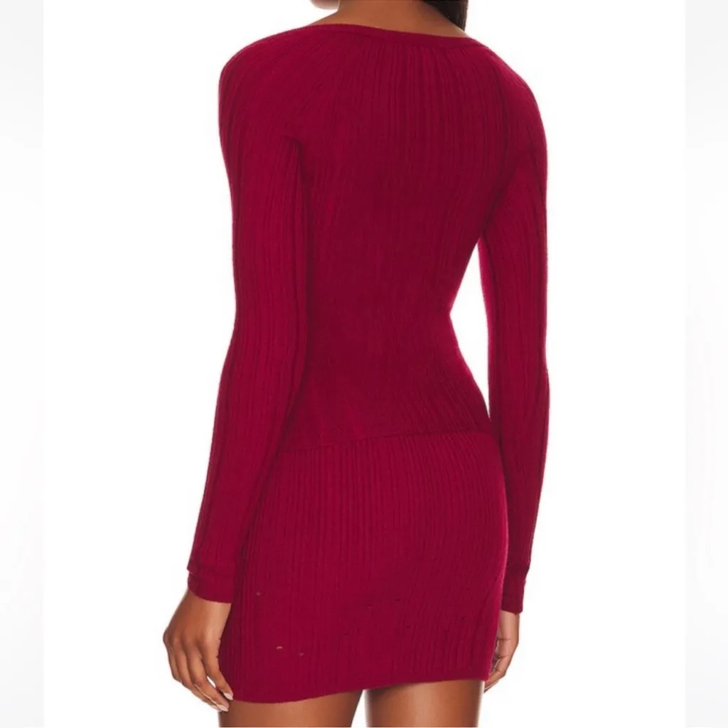 Lovers and Friends Revolve V Neck Pullover Knit Top Burgundy Brand New With Tags - Image 2