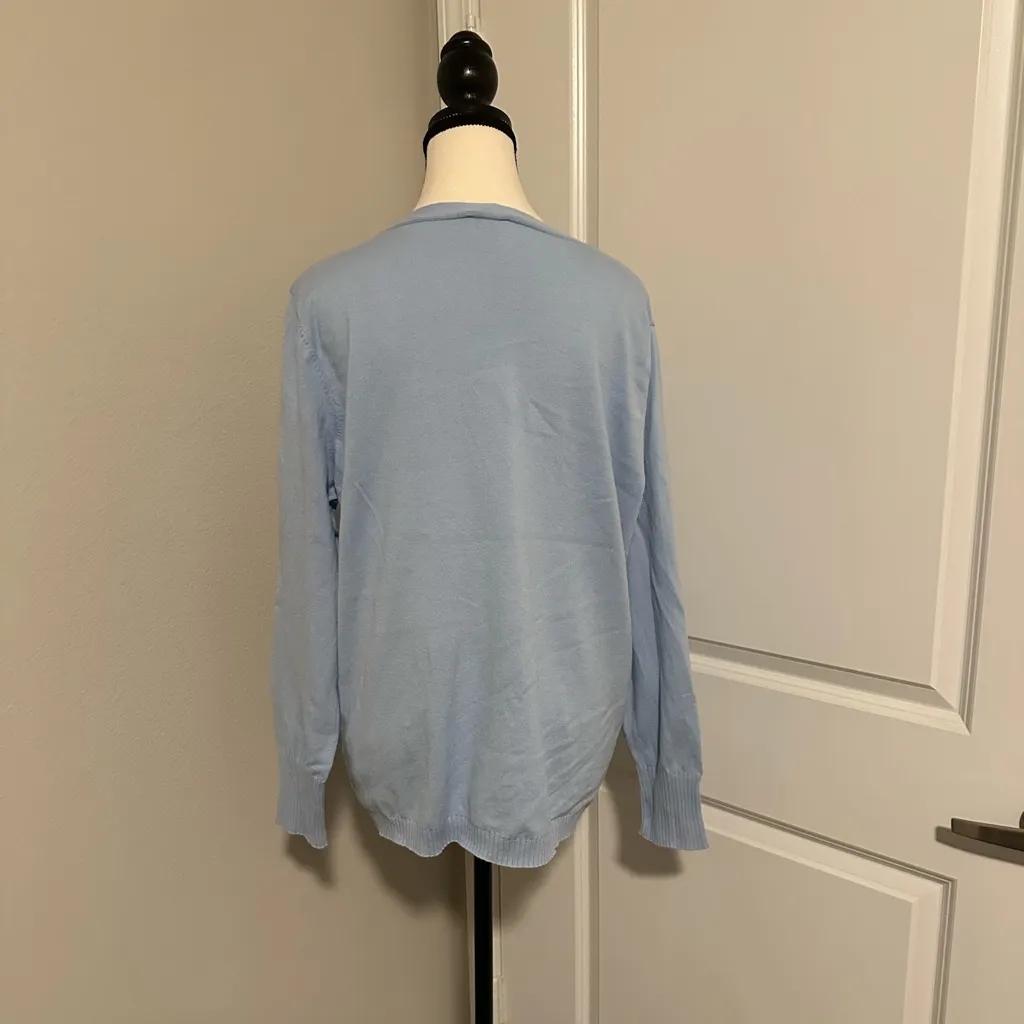 Talbots  Light Blue Sweater‎ XLP Cotton Blend Coastal Grandma Minimalist Pullover - Image 2