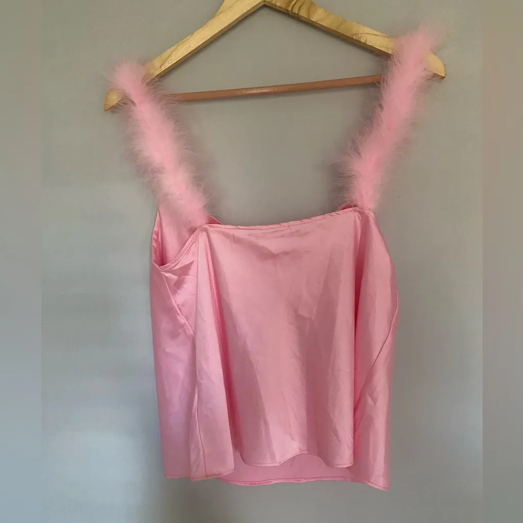 Le Lis Pink Feather Strap Tank Top Size Small - Image 5