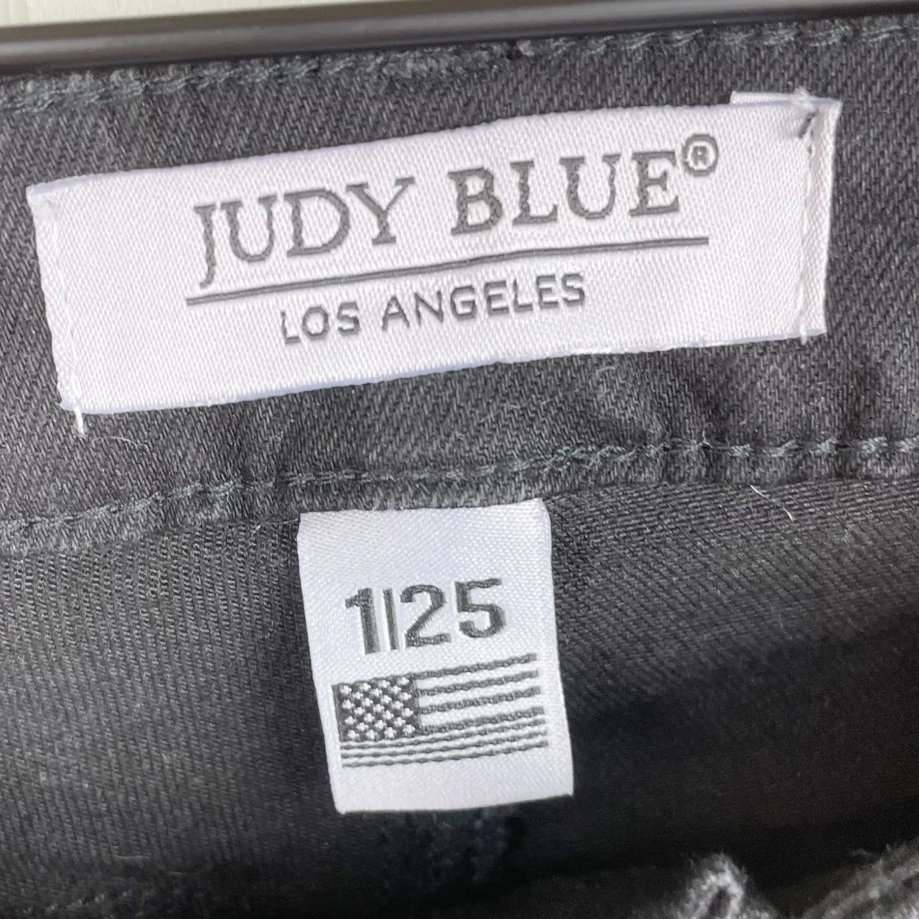 Judy Blue Distressed Frayed Ripped Black Denim Skinny Jeans Women's Size 1/25 - Image 5