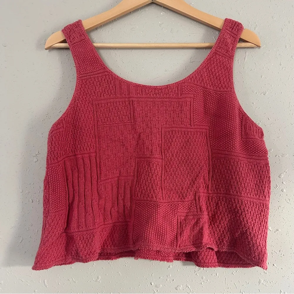 Absolutely Cotton Pink Crop Top Oversized Casual Spring Summer Medium - Image 4